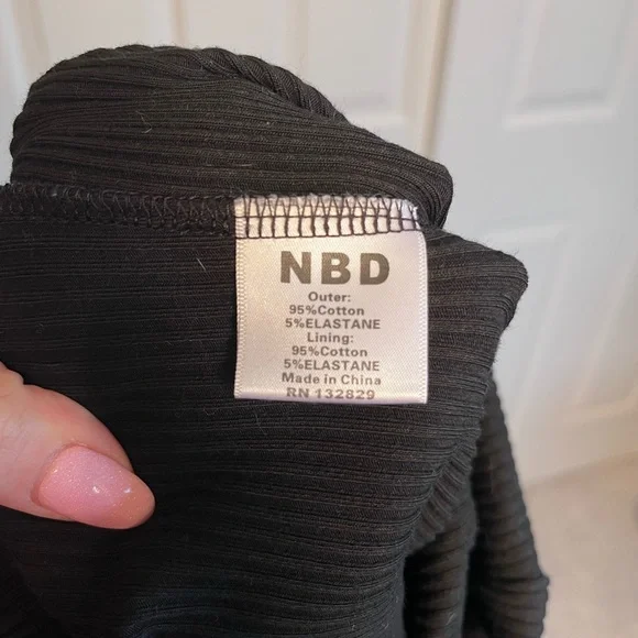 NBD Eden Jumpsuit Black Revolve Ribbed Off Shoulder Cropped Tie Size S - Picture 6 of 6